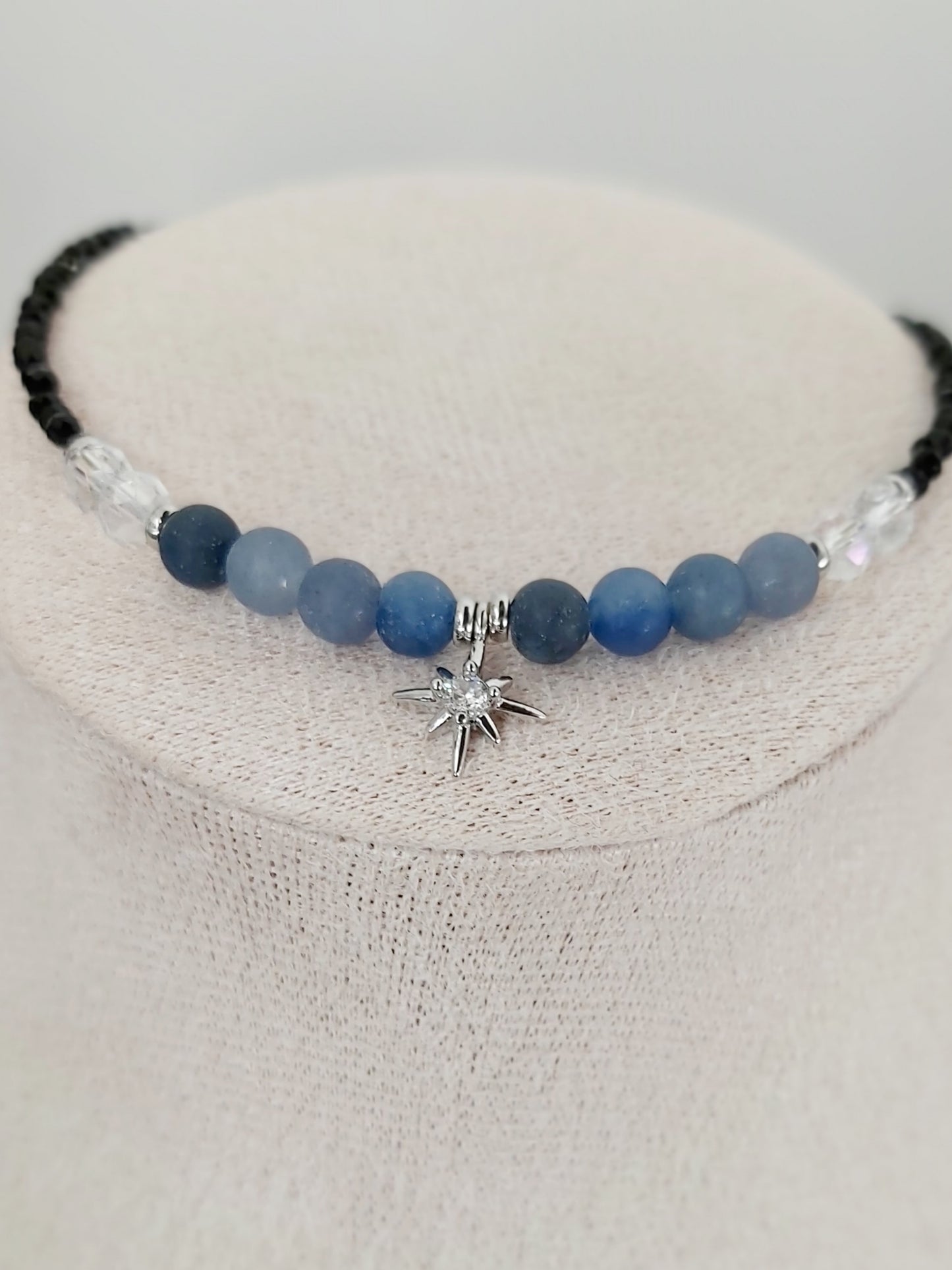 “Lunar Shadow” – Blue Aventurine, Moon & Star Jewelry Set