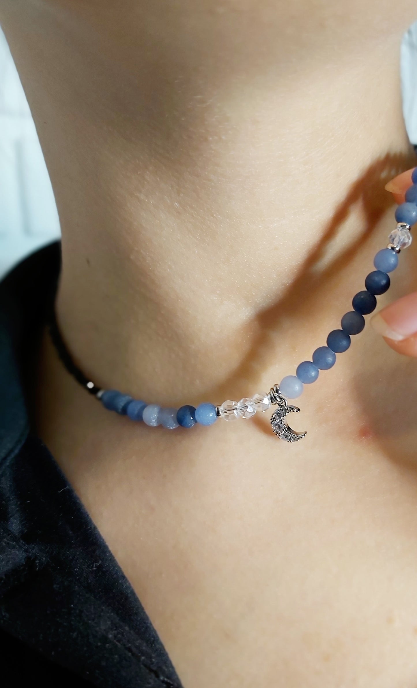 “Lunar Shadow” – Blue Aventurine, Moon & Star Jewelry Set