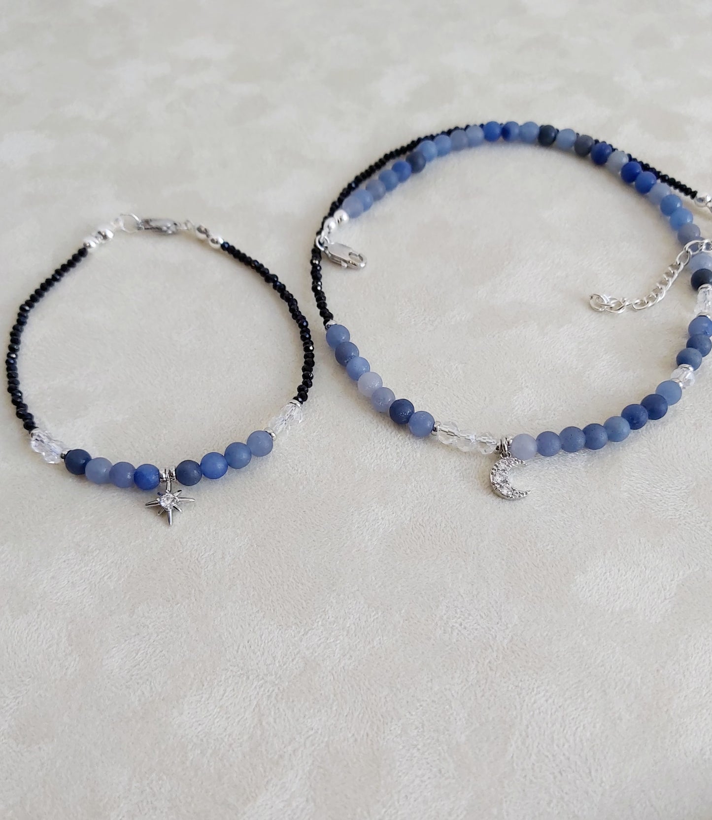 “Lunar Shadow” – Blue Aventurine, Moon & Star Jewelry Set