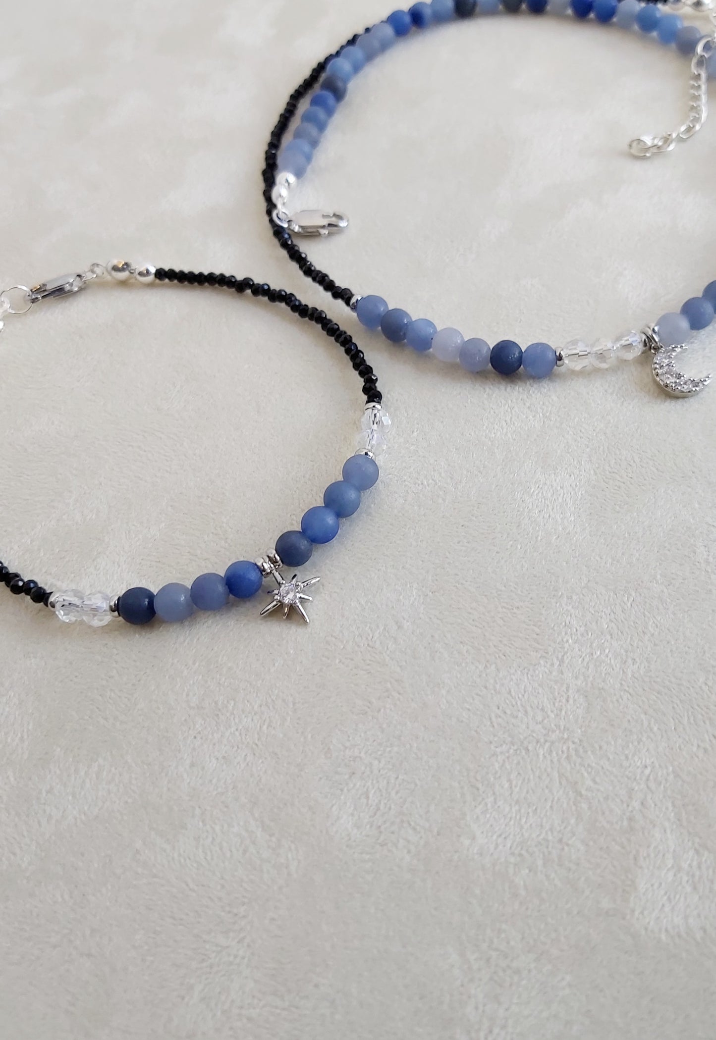“Lunar Shadow” – Blue Aventurine, Moon & Star Jewelry Set