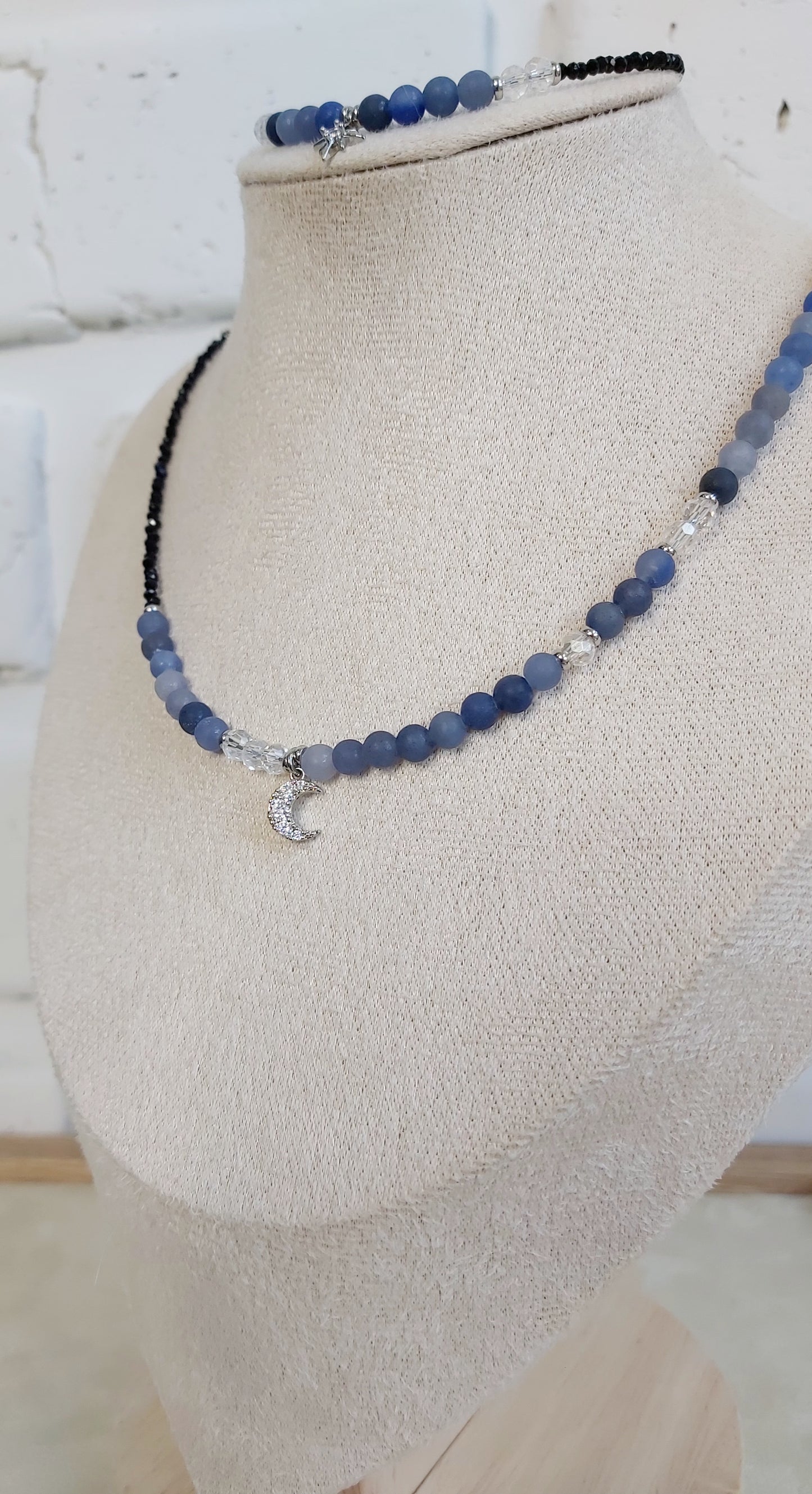 “Lunar Shadow” – Blue Aventurine, Moon & Star Jewelry Set