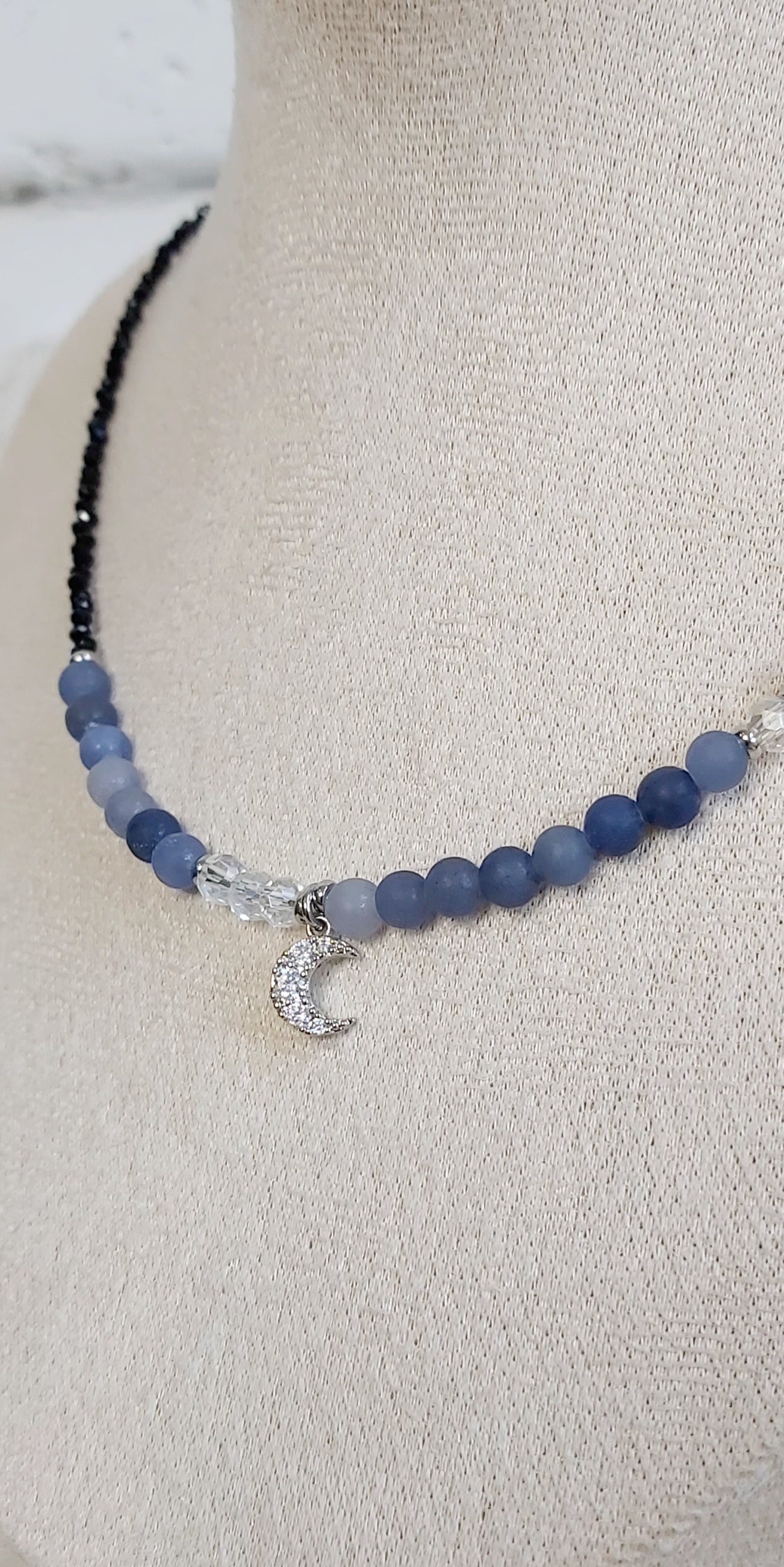 “Lunar Shadow” – Blue Aventurine, Moon & Star Jewelry Set